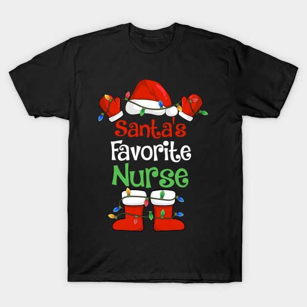 Santa's Favorite Nurse Funny Christmas Pajamas T-Shirt by cloverbozic2259lda